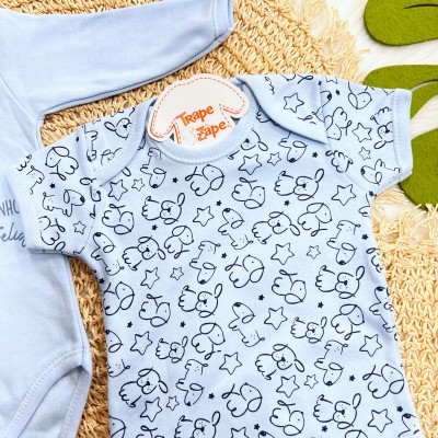  CONJ. DE MALHA 3 PEÇAS - Bebê Quentinho, Mamãe Feliz - Azul Bebê 